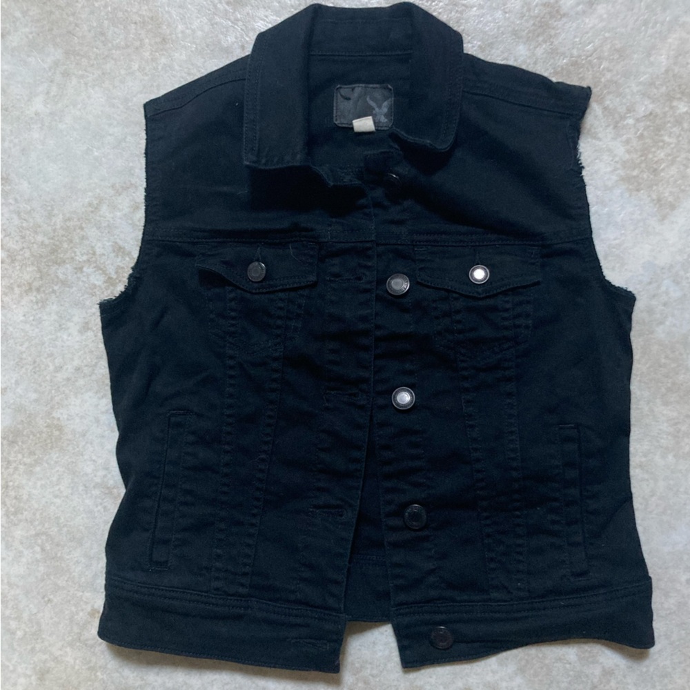 AEO 🦅 Black Denim Vest - Picture 3 of 10